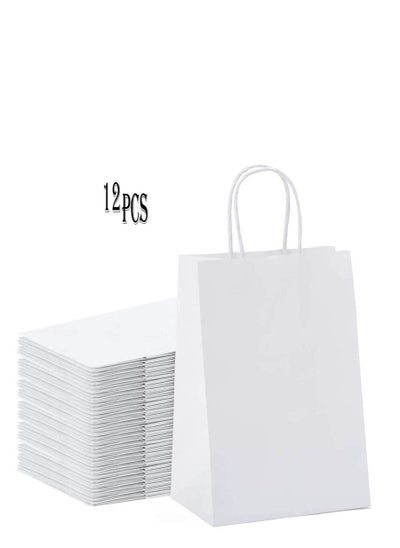 Buy 12-Piece Paper Gift Bags With Handle Set White in Saudi Arabia