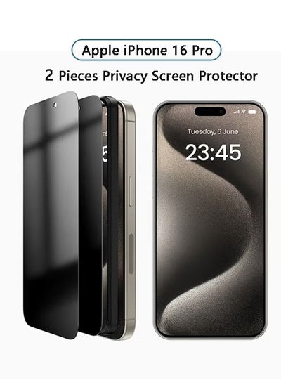 Buy 2 Pcs iPhone 16 Pro Privacy Screen Protector, Easy Installation with Alignment Frame, Anti-Drop and Anti-scratch, Case Friendly Anti-Spy Anti-Fingerprint in UAE