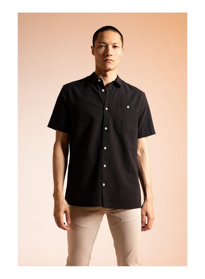 اشتري Man Regular Fit Polo Neck Woven Short Sleeve Shirt في مصر