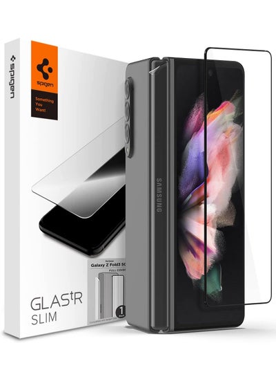 Buy Glastr Slim Designed for Samsung Galaxy Z Fold 3 Screen Protector Tempered Front Glass with Hinge Film 1 Pack in UAE