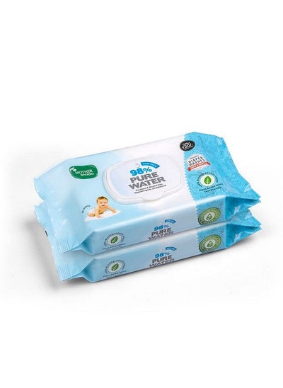 اشتري 98% Water Based Wipes 60 Pcs Per Pack ; Plant Derived Fabric ; Mildly Scented I Pack Of 2 في الامارات