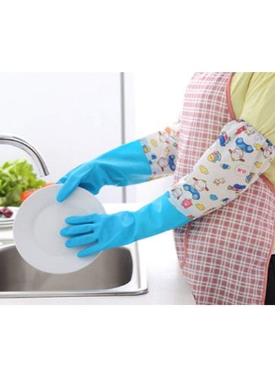 Buy "Pair of Long Sleeve Dishwashing Gloves, Non-Slip Wear-Resistant Latex Rubber Kitchen Gloves, Waterproof Cleaning Gloves to Protect Hands from Washing Dish, Effective Grip Rubber Gloves for Home Use and Kitchen Utensil Cleaning, Multi-Purpose Dishwashing Gloves Multicolor(Random Color Available) in Egypt