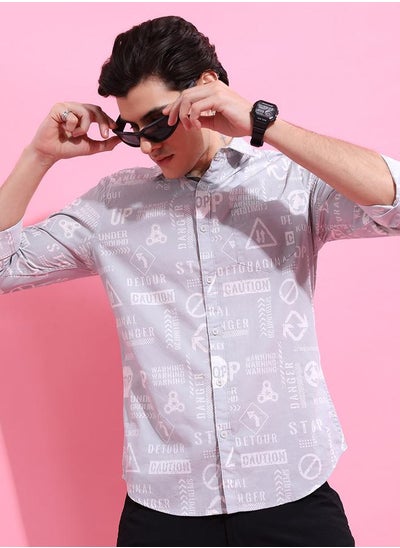 اشتري All Over Graphic Print Slim Fit Shirt في السعودية