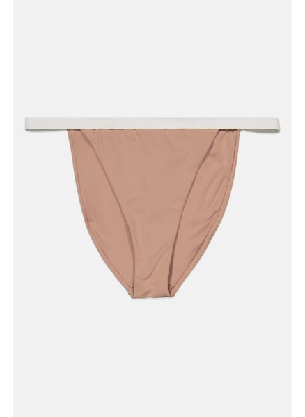 اشتري Women Colorblock Bikini Bottom, Tan/White في الامارات