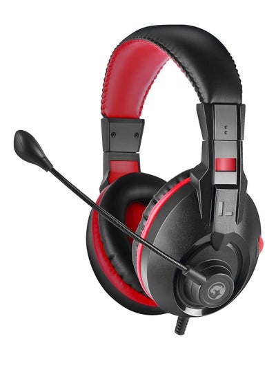 اشتري Scorpion H8321S Gaming Headset, Stereo Sound, Flexible Omnidirectional Microphone, 40mm Audio Drivers, On-ear Volume Control, 3.5mm Connection, Black and Red في مصر