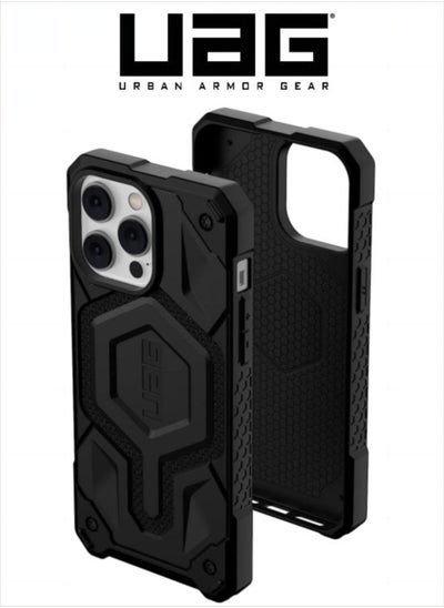 Buy Apple iPhone 13 Pro Max Case Kelvar 6.7" Monarch Pro Build-in Magnet Compatible with MagSafe Charging Rugged Shockproof Dropproof Premium Protective Cover - Black in UAE