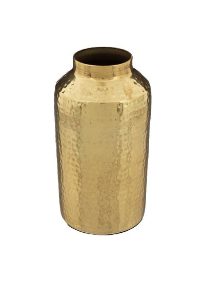 Buy Sturdy Elegant Design Decorative Hammered Finish Vase Gold 19 x 10 x 10 cm 193812 in Saudi Arabia