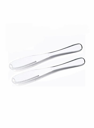 Buy 2 Packs Stainless Steel Butter Spreader Knife with Serrated Edge and Shredding Slots, Easy to Curl Scoop Slice and Cut, 3 in 1 Multi-function in UAE