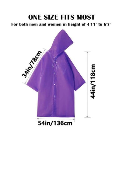اشتري Raincoat Rain Ponchos for Adults Women Men - 1 Pack Reusable EVA Clear Portable Rain Coats Lightweight Jackets with Hood, Rain Ponchos Adults Packable Poncho Adult Clear Hood في السعودية