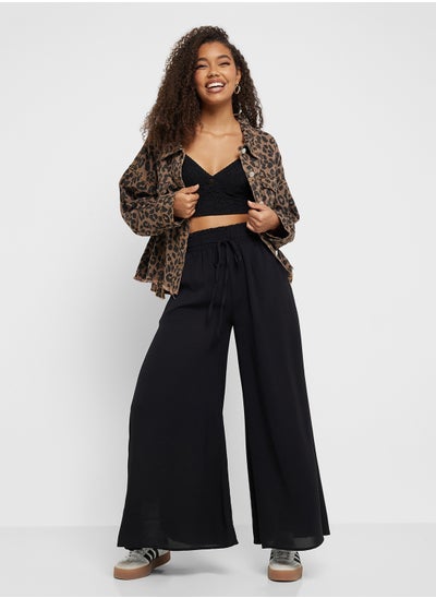 Buy Elasticised Waist Wide Leg Volume Pants in UAE