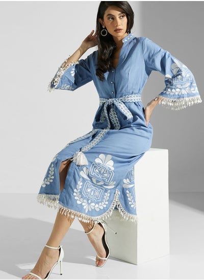 Buy Embroidered Belted Dress in UAE