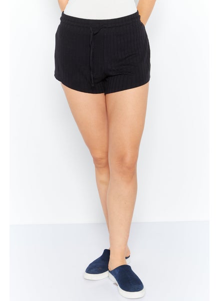 اشتري Women Drawstring Plain Basic Short, Black في الامارات