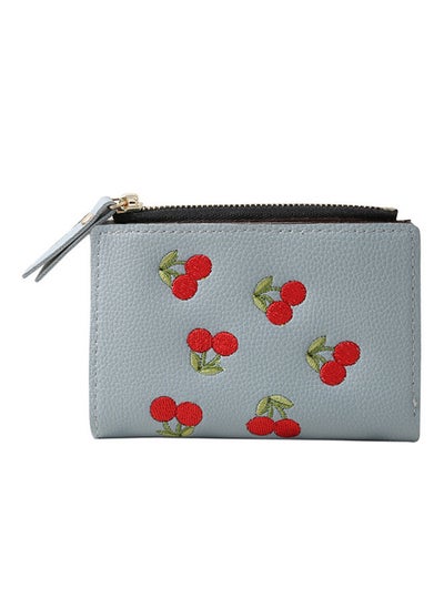 Buy Cherry Embroidered Fashion Bi-Fold Wallet Blue/Red in UAE