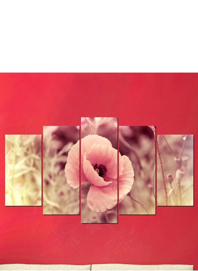 اشتري 5 Piece Beautiful Pink Flower Decorative Wall Art Wall Decor Card Board MDF Home Decor 100CM x 60CM في السعودية