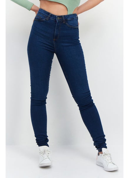 Buy Women Skinny Fit Washed Stretchable Jeans, Blue in UAE