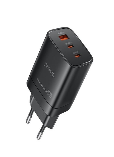 Buy Yesido YC65 PD65W Three Port Type-C GaN Charger, EU Plug in Egypt