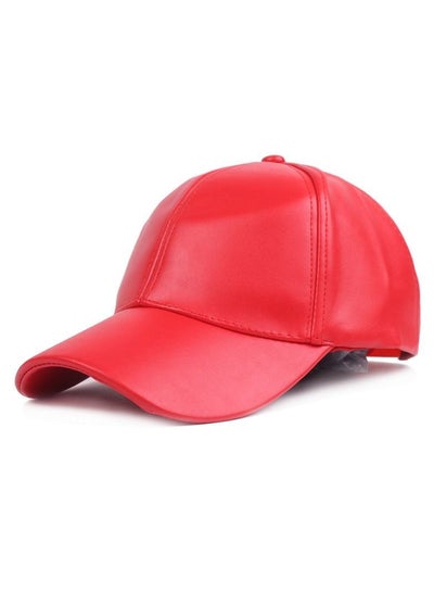 اشتري Men/Women Monochrome Leather Duck Tongue Hat Red في السعودية