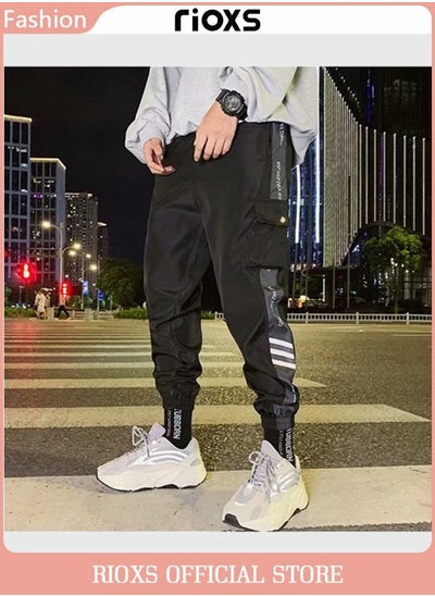 Buy Men's Sports Pants Fashion Trousers Casual Workout Jogging Drawstring Pants With Multiple Pockets in UAE