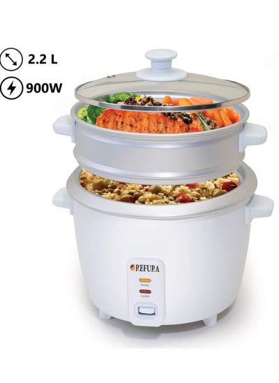 Buy Rice Cooker & Steamer 2.2 Litre Non-Stick Removable Bowl 900 Watts in Saudi Arabia