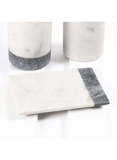 اشتري Marbled Soap Dish, White & Grey - 15.25x7.6 cm في الامارات