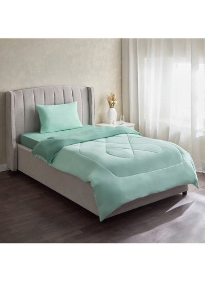 Buy Derby 2-Piece Single Reversible Microfibre Comforter Set 220 x 135 cm in Saudi Arabia