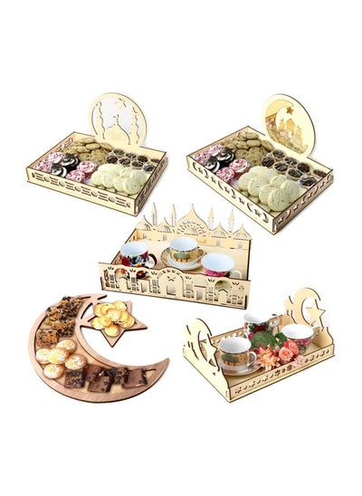 Buy Half Moon shaped Snack Storage Tray Serving Dish for Sweets Wooden Charcuterie Boards & Platters - Decorative Wood Trays for Food Serving, Cheese Board, Parties & Table Décor in Saudi Arabia