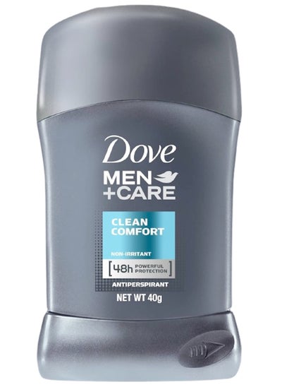 Buy Dove Men+Care Clean Comfort Antiperspirant Stick, 48 Hour Powerful Protection, 40g in UAE