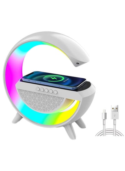 Buy RGB Atmosphere Lamp,Color Changing Mood Light with Wireless Charger, 3 In 1 Dimmable Night Light with with Alarm Clock, Bluetooth Speaker,15w Fast Charger and APP Control for Bedroom, Party in UAE