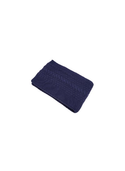 اشتري Jordan 100% Cotton Knitted Throw Dark Blue 130X170 Cm في السعودية