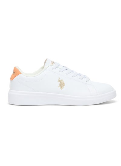 اشتري Women's White Low-Top Sneakers with Tan Accent - Lightweight Sleek Style with Lace-Up Design and Comfort Cushioned Sole for Everyday Wear في الامارات