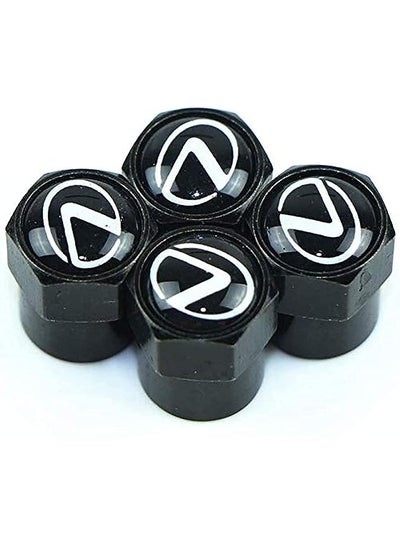 اشتري Zinc Alloy Chrome Car Wheel Tire Air Valve Caps Stems for Lexus (Black) - Set of 4 Pieces في الامارات