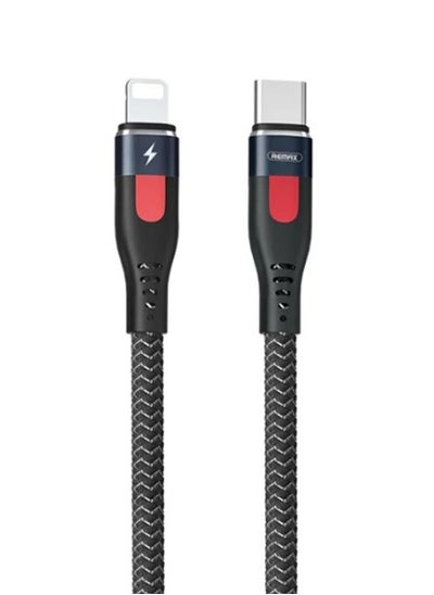 Buy Fast Charging Data Cable RC-188i , Lesu Pro 1m PD20W Type-C to 8 Pin Aluminum Alloy Braid (Black) in Egypt