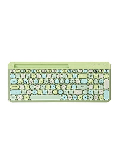 Buy Wireless BT Keyboard Multi-device Switching Integrated Slot Multimedia Shortcut Keys Intelligent Power Saving Green in UAE