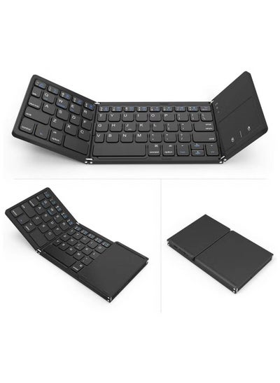 Buy 3 in 1 Bluetooth Foldable Keyboard Slim And Compact Energy-Saving Wireless Keyboard With Touchpad in UAE