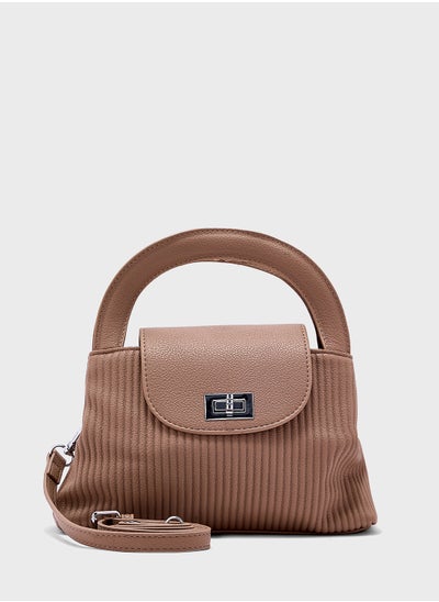 اشتري Textured Top Handle Bag With Long Strap في الامارات