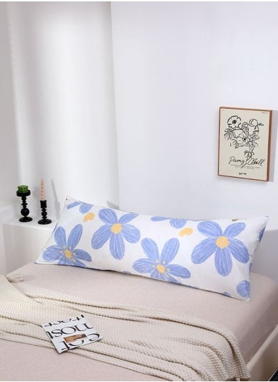 Buy 1 Piece Long Body Pillow Case, Blue Floral Design. in UAE