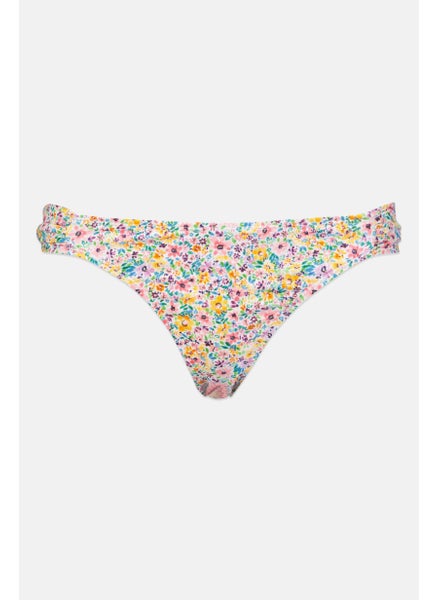 اشتري Women Floral Print Pull On Bikini Bottom, White Combo في الامارات