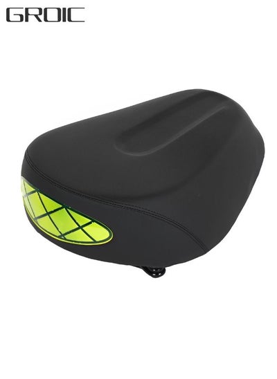 Buy Comfortable Bike Seat Cushion with Reflective Strip -Bicycle Seat for Men Women with 4 Shock Absorbing Springs Memory Foam Waterproof Wide Bicycle Saddle Fit for Bikes in Saudi Arabia