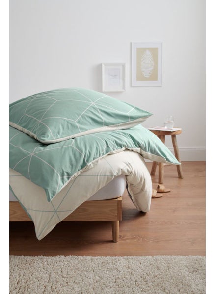 اشتري Single Geometric Print Duvet Set, White/Light Blue في الامارات