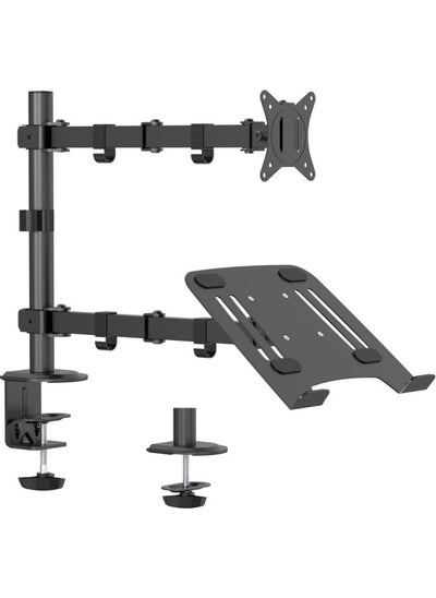 Buy Laptop Monitor Mount Stand- Height Adjustable Desk Mount with Clamp and Grommet Mounting Base for 1 monitor up to 27” and 1 laptop up to 17”, 8KG Per Arm in UAE