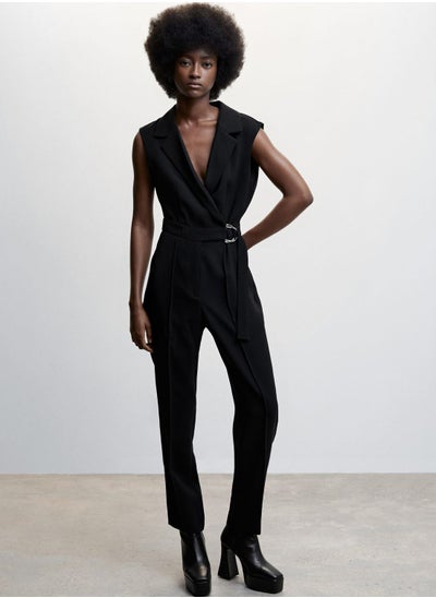 Buy Surplice Neck Belted Jumpsuit in Saudi Arabia