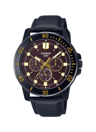 اشتري Analog Round Waterproof Wrist Watch With Leather Strap MTP-VD300BL-5EUDF في الامارات