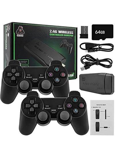 Buy HD 4K M8 Game Stick Wireless Video Game Console 64GB Built-In 10000 Retro TV Game with Dual 2.4G Wireless Controller for GBA/PS1 in UAE