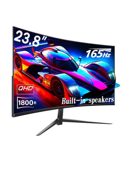 اشتري Curved 23.8-inch Gaming Monitor 1080p up to 165Hz 144Hz ,DisplayPort HDMI and Build-in Speakers, VESA Wall Mount Monitor Black في السعودية