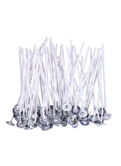 Buy 50-Piece Candle Wicks Pre Waxed Wicks Candle Making Kit Cotton Pre-Waxed Candle Wicks for Candle Making DIY Long Lasting burning (White) in Saudi Arabia