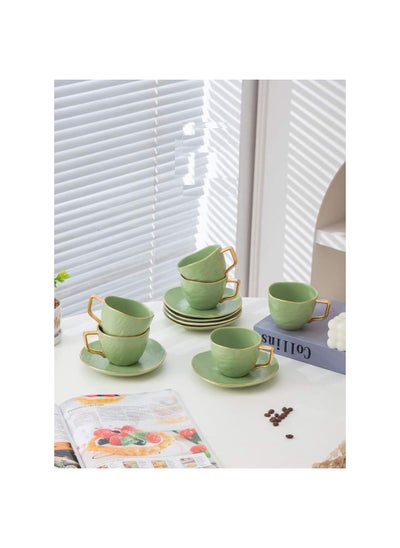 Buy Mixed green porcelain coffee set, 12 pcs, CS381LAMONY in Egypt