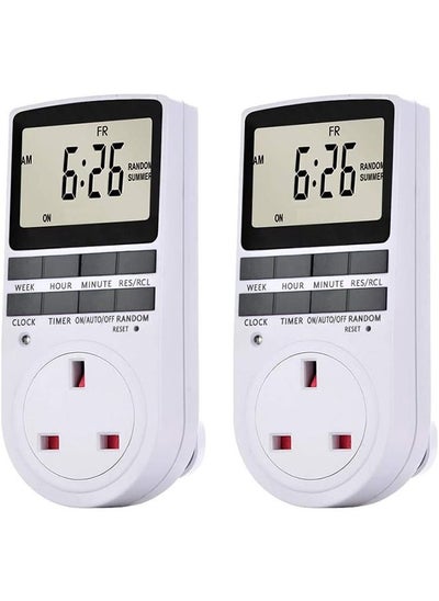 اشتري 2 Pack Digital Light Timer Plug, Timer Outlet Plug-in Timer Socket LCD Display 10 Programmable Switching Programs 24 Hours & 7 Days Energy Saving Timer Socket for Electrical Appliances في السعودية