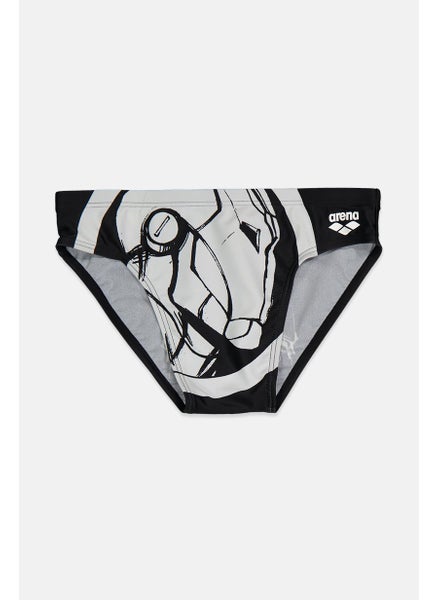 اشتري Men Brand Logo Swimwear Brief, Black and White في السعودية