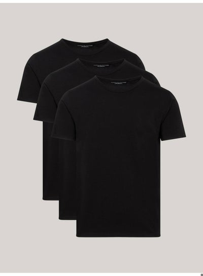 Buy Tommy Hilfiger Men's Undershirts - 3 Piece Set - Underwear - Cotton , Black in Saudi Arabia