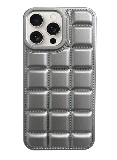 Buy Luxury Plating Chocolate Block Pattern Case For Iphone 15, Shockproof Phone Back Cover For iPhone 15 - Silver in Egypt